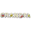 A long, carefully crafted floral arrangement spells out "GRANDPA" in large, three-dimensional letters, laid horizontally against a plain white background to highlight every petal. Each letter is made from tightly massed white chrysanthemums, the small, rounded blooms forming a thick, cushion-like surface that looks soft and comforting, as if inviting a gentle touch. The calm white is framed by a fine border of pale lavender ribbon at the base of each letter, just visible beneath the flowers and adding a subtle wash of colour that helps define the word without disturbing its serenity. The letters rest on slim dark green bars, hinting at the practical structure that would allow the tribute to sit proudly on a hearse or stand at the front of a funeral service in Upton Park. Bursts of colour are thoughtfully positioned to bring character and meaning: the initial "G" features a rich spray of deep red anthuriums, their waxy, heart-shaped spathes and golden spadices surrounded by glossy greenery; the "D" repeats this motif, balancing the design and echoing the idea of steadfast love. The first "A" and the final "A" are dressed with clusters of yellow-green orchids, their delicate, star-like flowers and fresh foliage spilling gently across the white chrysanthemum base. These softer hues introduce a feeling of hope and continued connection. The tribute feels both strong and tender, the sort of personalised floral display a family might choose in Upton Park to honour their grandfather's name in flowers, expressing affection, gratitude, and a lifetime of memories in a single, clear word.